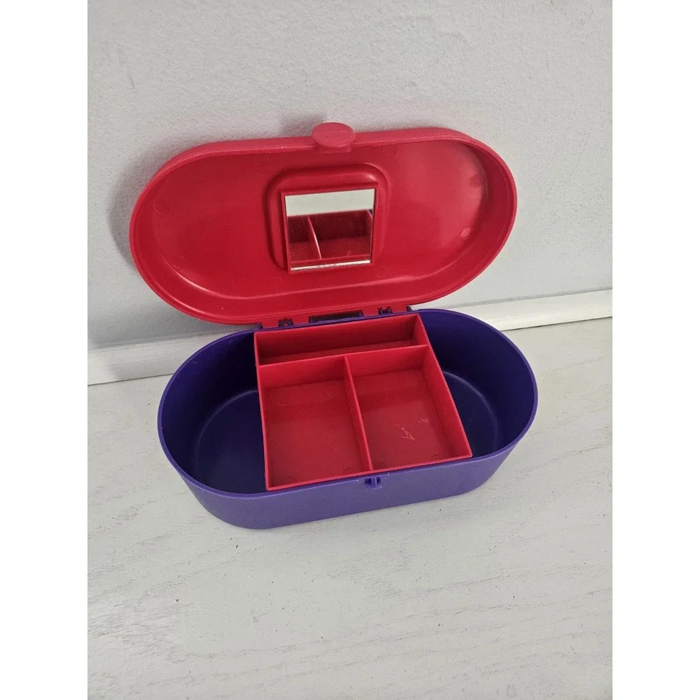 Vintage 90's Mini Organizer Jewelry Make-up Trinkets Pink And Purple‎